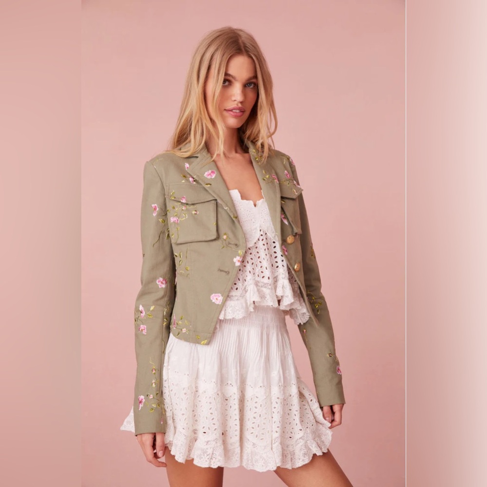 *NWT* Loveshackfancy Dolisa Embroidered Military Jacket size 4